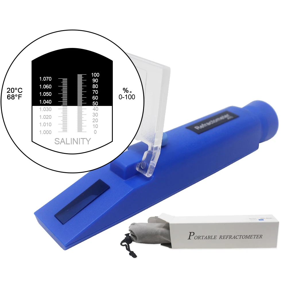 

Salinity Refractometer 0~10% 1.000-1.070SG Seawater Salinity Tester Analyzer Optical Tools Salometer Refrectometers
