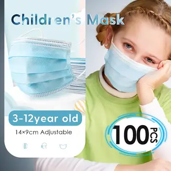 

100PCS Children's Disposable Mask Anti Dust 95% Filtration Cotton Face Mouth Mask Facial Dustproof 3Ply Kids Face NonwovenMasks