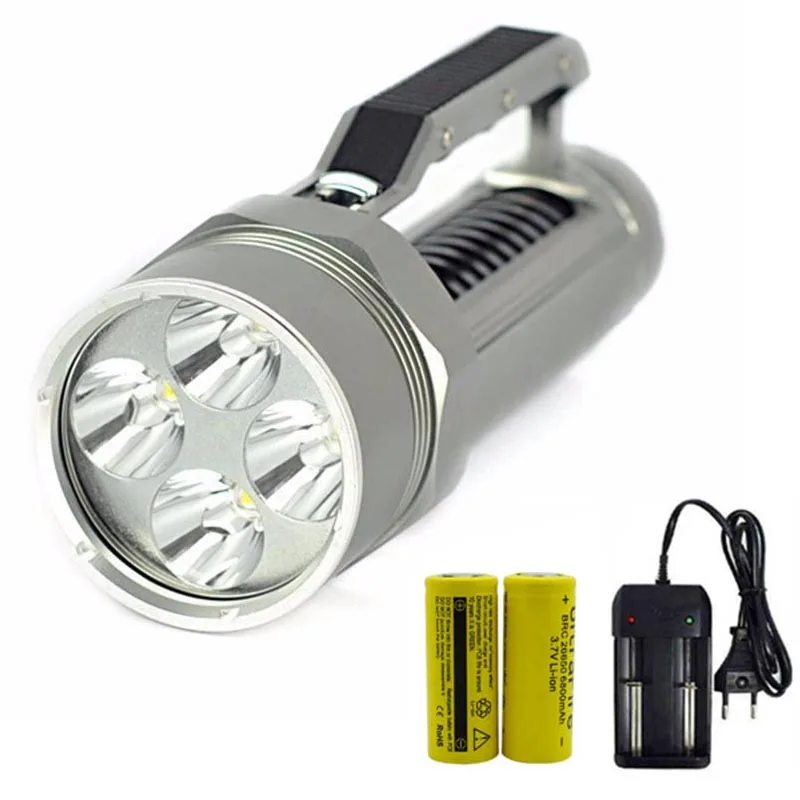 Портативный магнитный светодиодный фонарик для подводного плавания, мощный подводный водонепроницаемый фонарик для дайвинга, супер яркий фонарь для кемпинга - Испускаемый цвет: changeable