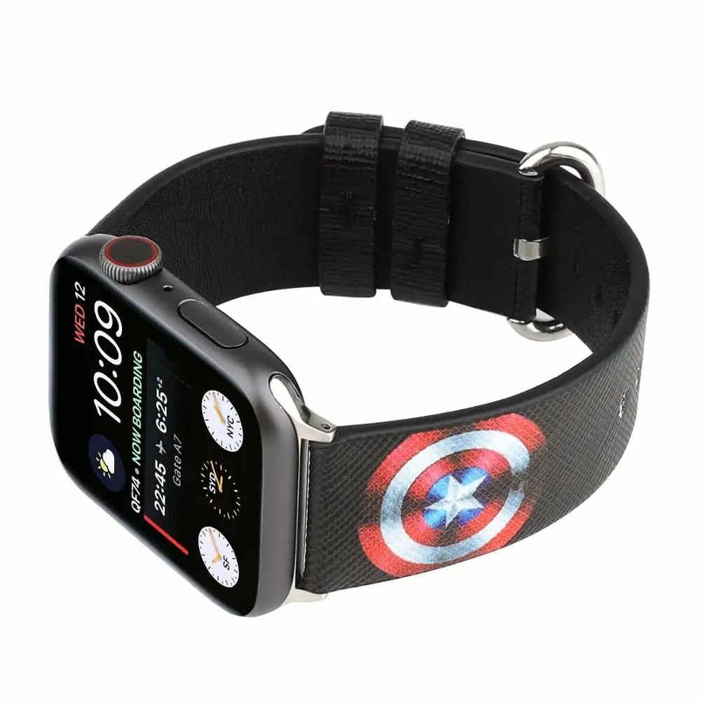 

Cartoon style Leather Band for Apple Watch Series 5/4/3/2/1 Classic Heroes straps Wristband Bracelet for iwatch 44/42mm 40/38mm
