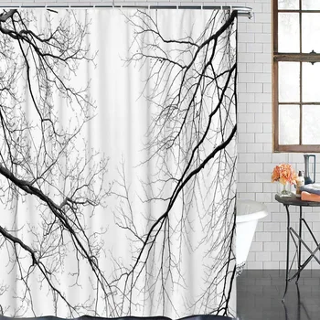 

Plant Black Branches Waterproof Fabric Shower Curtain Home Decoration Shower Curtains Bathroom Curtain