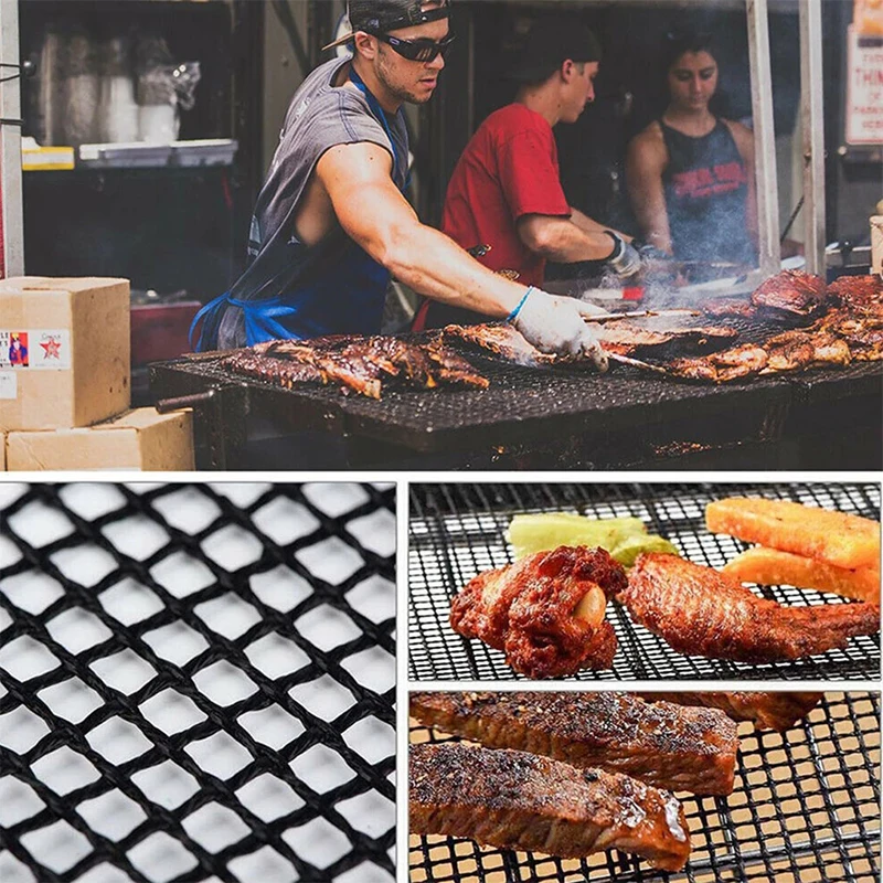 Hot Non-stick Barbecue Mesh Mat Replacement Wire Net Non-Stick Grilling Mesh Pads Outdoor Activities Reusable BBQ Accessories