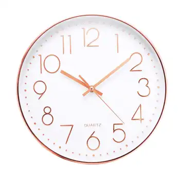 

12'' Rose Gold Wall Clock Non Ticking Glow Silent Wall Clock Battery Operated for Indoor Living Room Bedroom Home Office Decor