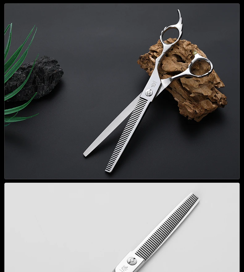 Fenice 7.0 inch Pets Hair Grooming Scissors Japan 440C Thinnning Rate 25% Dog Hair Shears