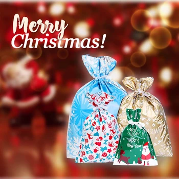 

15Pcs/Set Drawstring Christmas Gift Bags Small Christmas Drawstring Gift Bag Charm Jewelry Packaging Bags & Pouches