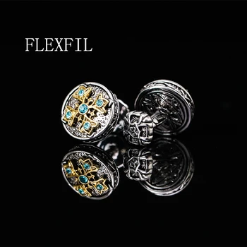 

Flexfil Vintage Shirt Cufflink For Mens Designer Cuff Link Button Male High Quality Luxury Crystal Wedding