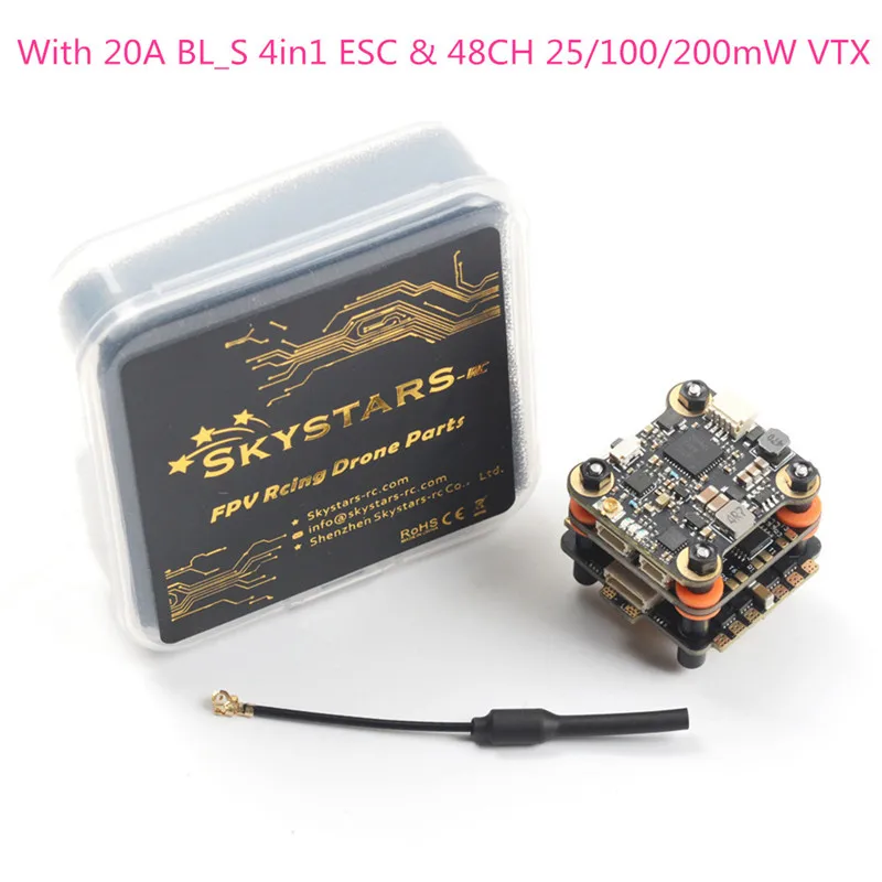 20x20 мм Skystars мини Flytower F4 OSD Контроллер полета и 15A 20A BL_S 4в1 ESC и 40CH 48CH 25/100/200 мВт VTX для Радиоуправляемый fpv-дрон