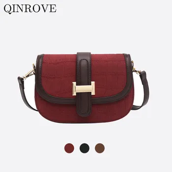 

Two Strap Shoulder Bag For Women 2020 Scrub Leather Saddle Bag Female Ladies Flap Vintage Fashion Small Crossbody Bag Brand New