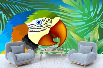 

CJSIR Custom Wallpaper Tropical Plant Parrot Living Room Bedroom Background Tv Sofa Decoration Background Mural 3d Wallpaper