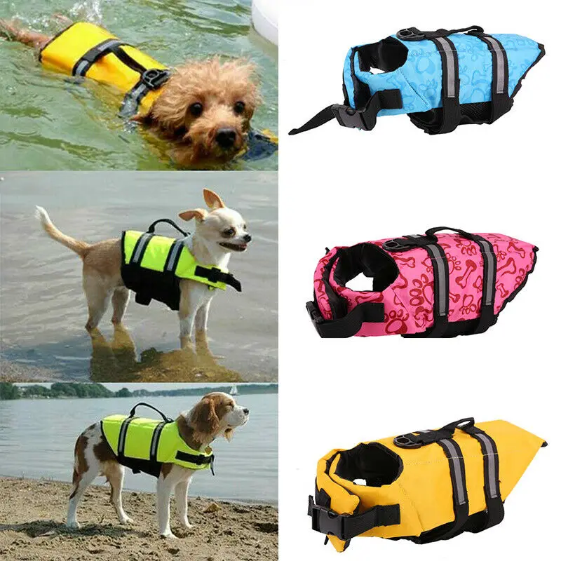 

Dog Life Jacket Buoyancy Aid Pet Swimming Boating Adjustable Safety eflective Stripe Preserver Vest Suit