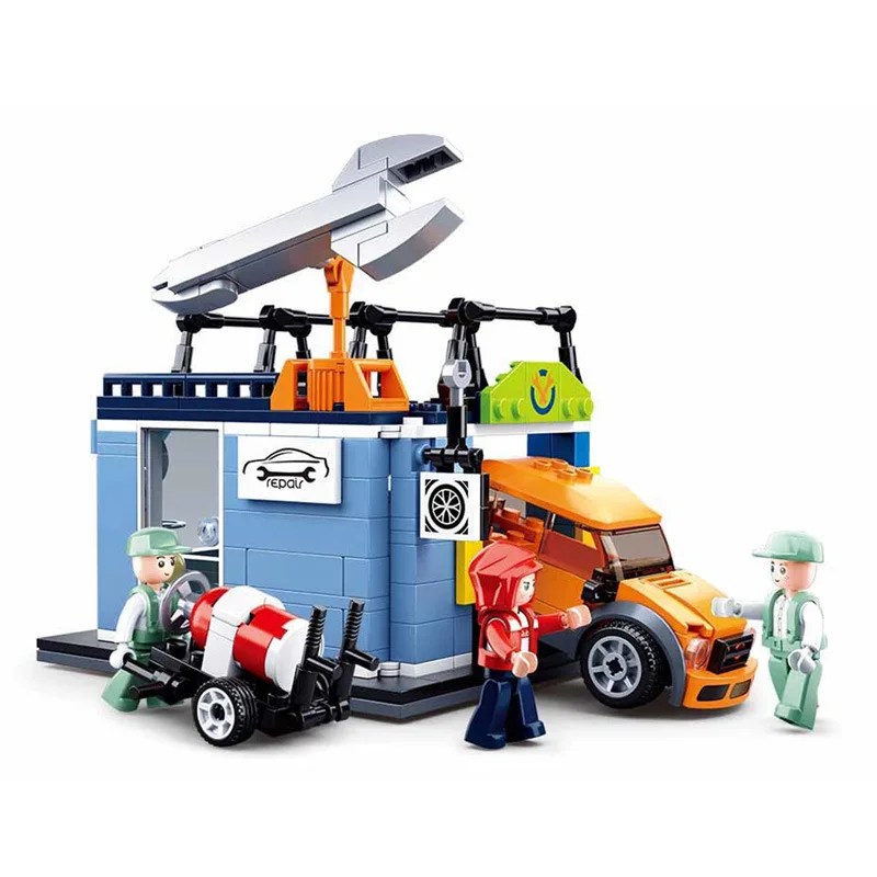 

0759C Sim City Auto Repair Shop Children's Puzzle Assembled Plastic Building Block Toys