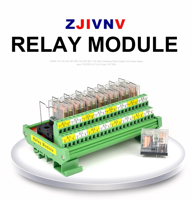 8-канальный 2NO+ 2NC рейку Интерфейс триггерный релейный модуль, совместимый с OMRON G2R-2 5A Вход DC 12V 24V PNP/NPN