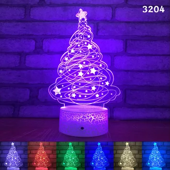 

3D LED Night light Acrylic Christmas Tree luminaria lampara 7 Color Change Crack Creative Table lamp USB Merry Christmas Gift​