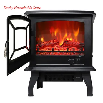 

17 inch 1400w Freestanding Fireplace Fake Wood Heating Wire/A Rocker Flame Switch Button a Rocker Heating Switch a Temperature