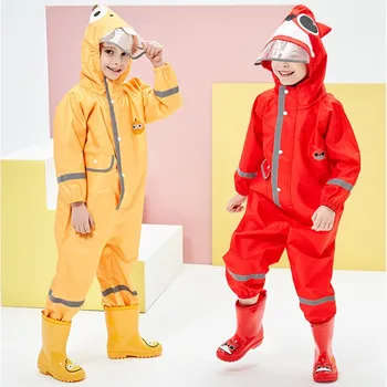 

Children Raincoat Overalls Waterproof Cartoon Student Kids Jumpsuit Rainwear For Baby Boys Girls 2-10 Years Rain Pants TX099