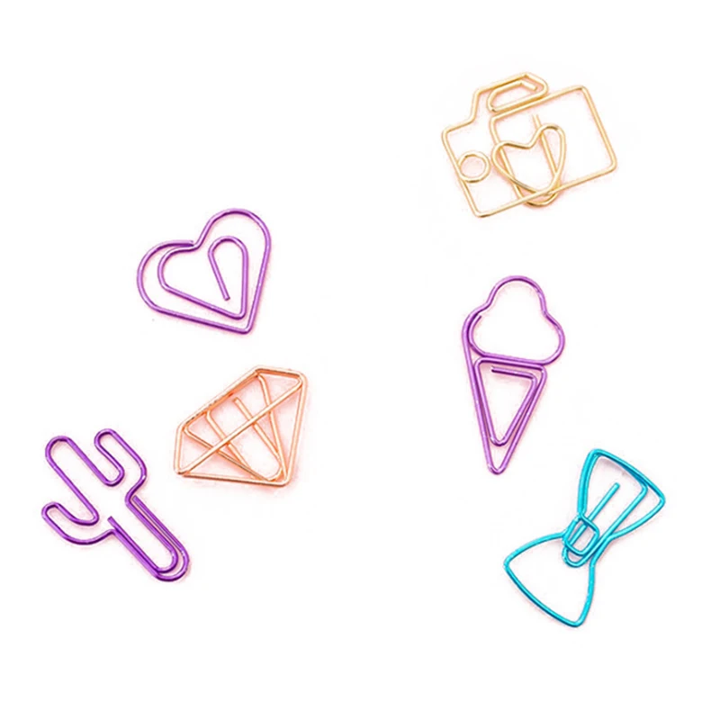 20packs/lot Kawaii Mini Hollow Paper Clip Set Cute Bookmark Notes Letter For Book Stationery | Канцтовары для офиса и дома