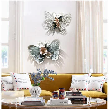 

Home Ornament Restaurant Hotel Sofa Background Wall Murals Accessories house decoration Metal Wall Butterfly Craft Decoration
