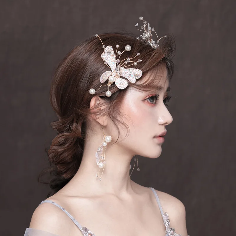 Ручной работы невесты Sen Xian парикмахерские свадебное платье аксессуары бабочка Сладкая Подружка невесты цветок Свадебные украшения sty