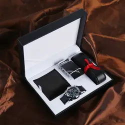 3 шт. черный мужской кошелек часы коробка для лент день рождения День Святого Валентина подарочный набор Мода бойфренд PU мужья аксессуары