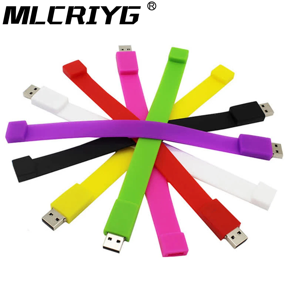 Силиконовый флеш накопитель 32 Гб 64 цветной браслет с usb накопителем 128 ГБ Браслет 2 0 Флешка 16 8 4 флэш память