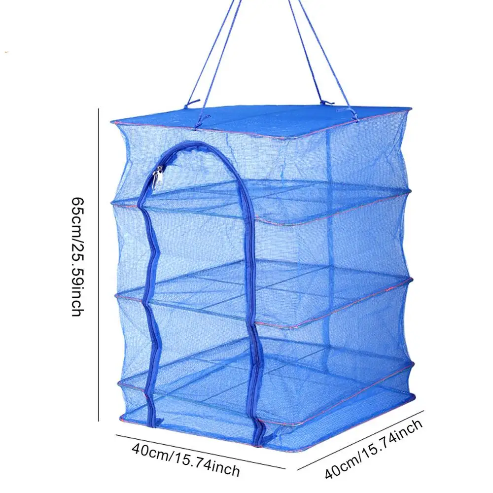 Складной 4 слоя сушки нетто для рыбной ловли для рыбы сушилка подвесная рыбы, овощей миски Детские Сетка-сушилка 40x40x65 см
