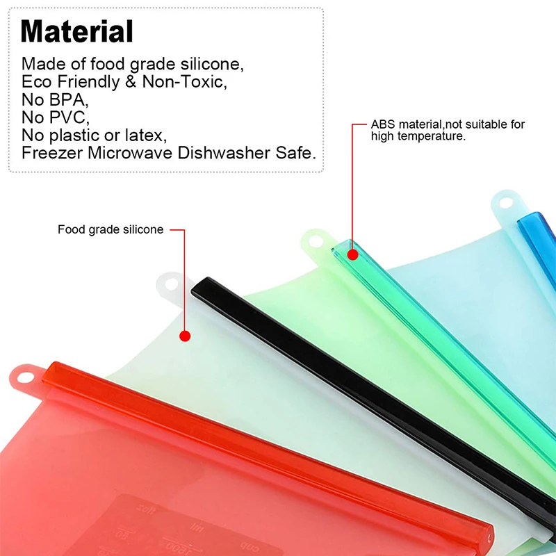 Силиконовый мешок для еды 4 цвета Защита окружающей среды висячая полоса многоразовая печать мешки для хранения продуктов