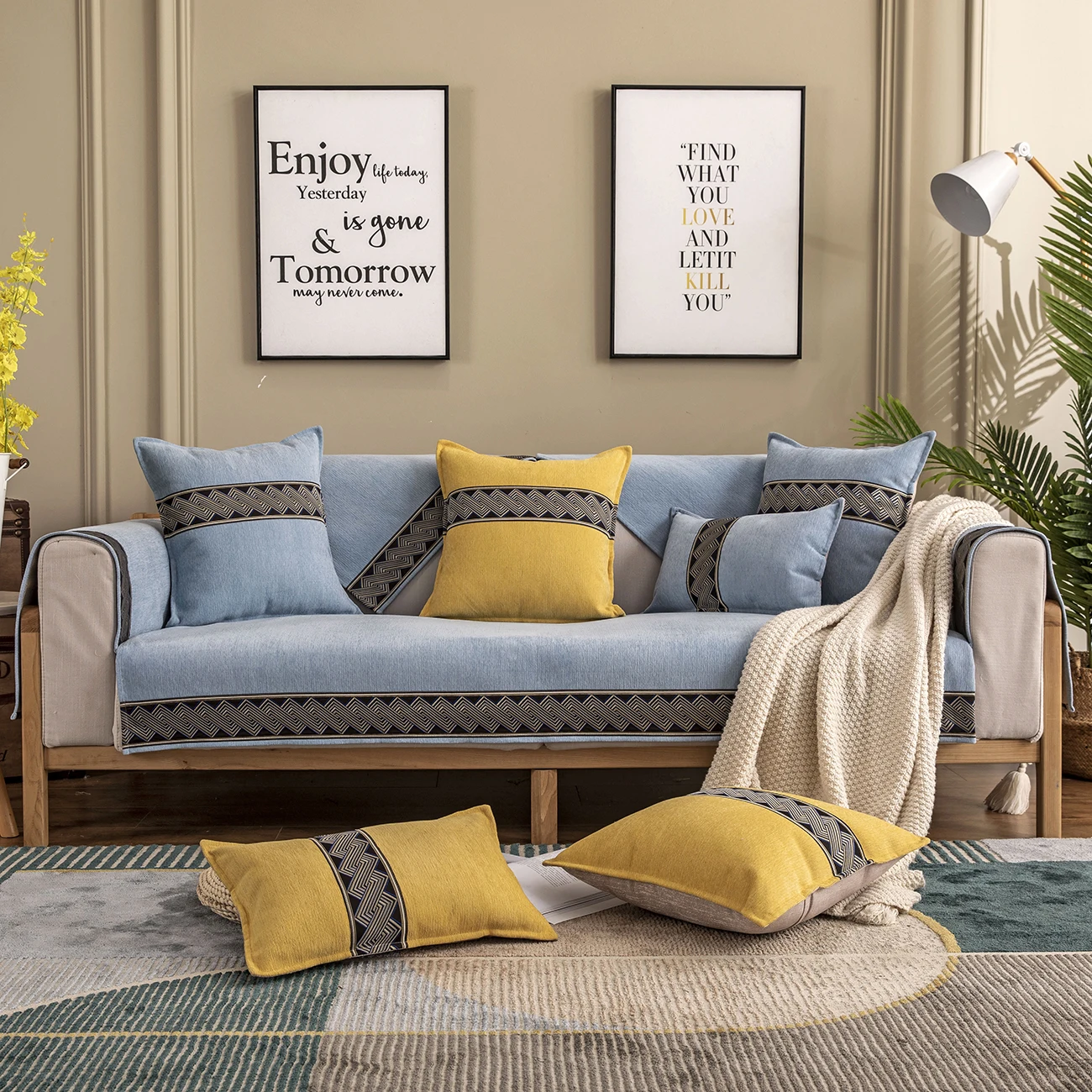 

New Chenille Sofa Cover Sofa Towel Solid Color Couch Cover Seat Cover for Living Room Corner Sofa Towel