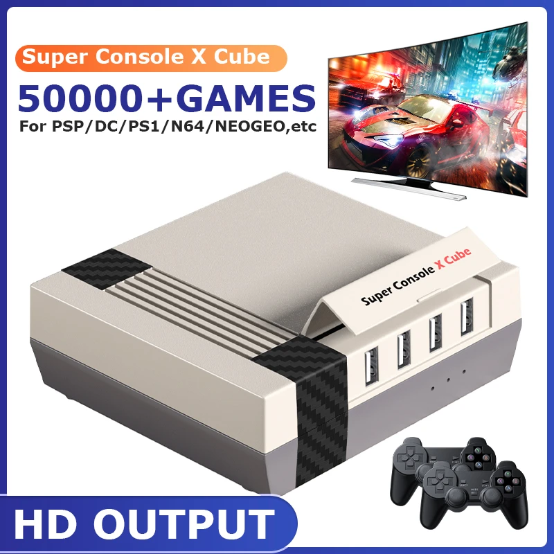 Classic Retro Wireless Game Console Super Console X Pro Cube 50000+Games,  Portable Emulators For PSP/PS1/DC/N64 4K Mini Game Box|Video Game Consoles|  - AliExpress