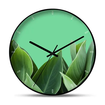 

Creative Nordic Metal Wall Clock Plant Wall Watches Home Decor Silent Mechanism Large Kitchen Decoration Duvar Saati Gifts SC523