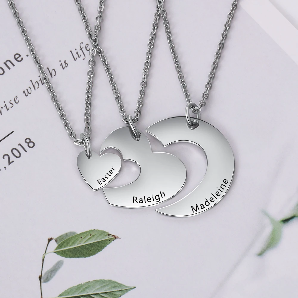 Ожерелье BFF для 3 друзей цепочка из нержавеющей стали персонализированная семья