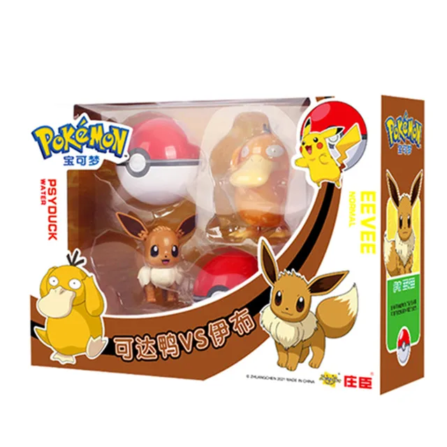 Genuine Pokemon Toy Set Toy Pocket Monster Pikachu Charmander  Mewtwo Lunala Scroll Action Figure Anime Model Children's Toys 2pcs box