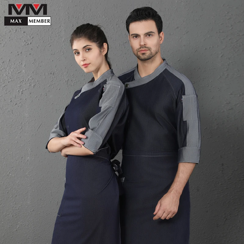 

High Quality Stitching Sleeve Chef Uniform Restaurant Hotel Kitchen Cooking Jacket Cafe Bakery Hair Salon Waiter Shirt Unisex