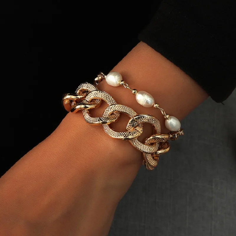 

Joker minimalist twist chain bracelet female fashion trend pearl bracelet jewelry wholesale