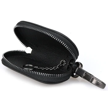 

KUKAKEY Hot New Leather Key Wallet Men Women Car Key Case Cover For Honda Civic Dio Key Housekeeper Mini Bag Zipper Key Cover