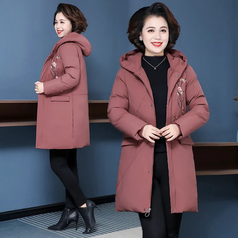 

Large Size Mom Thick Winter Cotton-padded Clothes Mid-length Western Style Coat Middle-aged WOMEN'S Apparels Western Style down