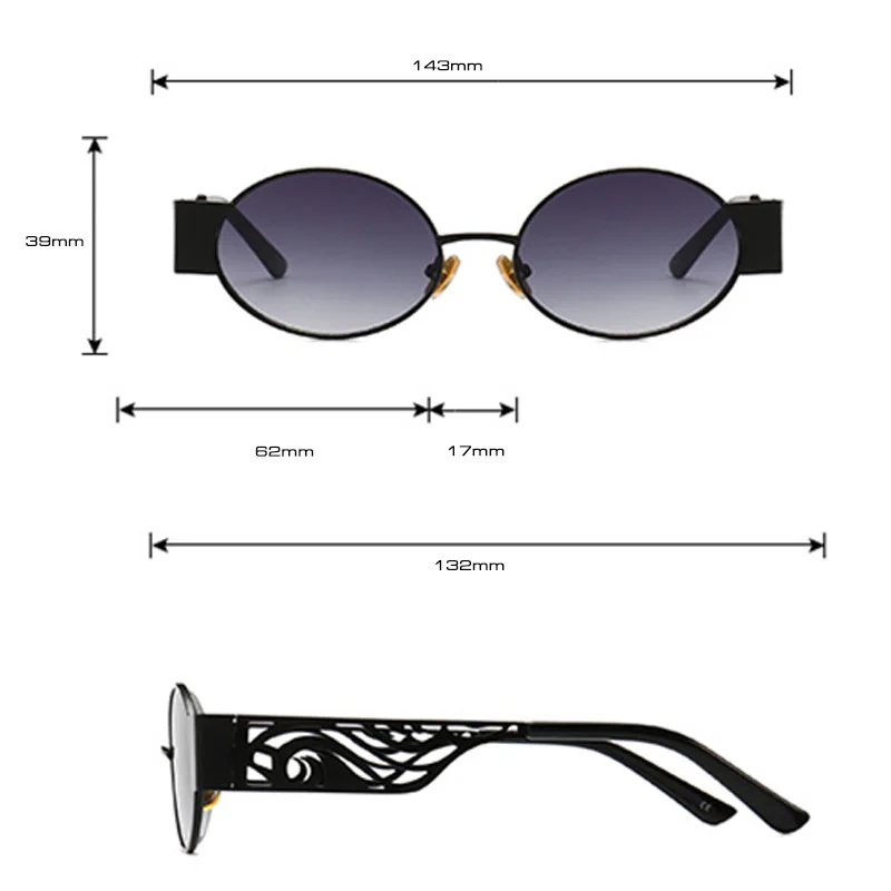 SHAUNA, резные металлические оправы, маленькие овальные солнцезащитные очки для женщин, Ретро стиль, мужские, панк, солнцезащитные очки