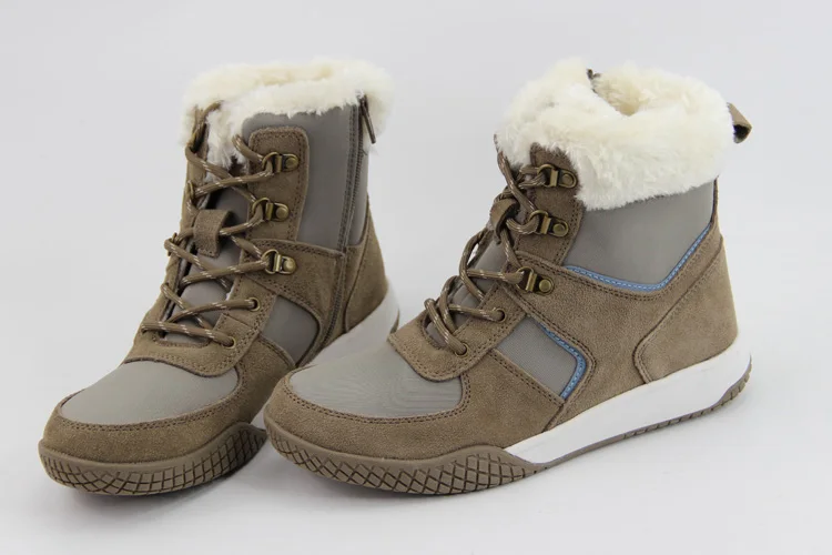 

Women winter waterproof nubuck leather wool hiking boots ladies plush-padded snow boots female non-slip flat snow shoes for-30c