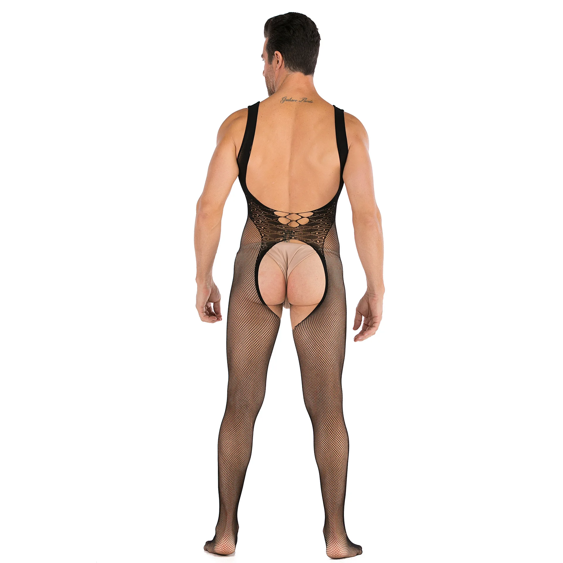 Men jumpsuits transparent stockings outfit sexy temptation to open files fishnet tights uniforms most comfortable boxer briefs