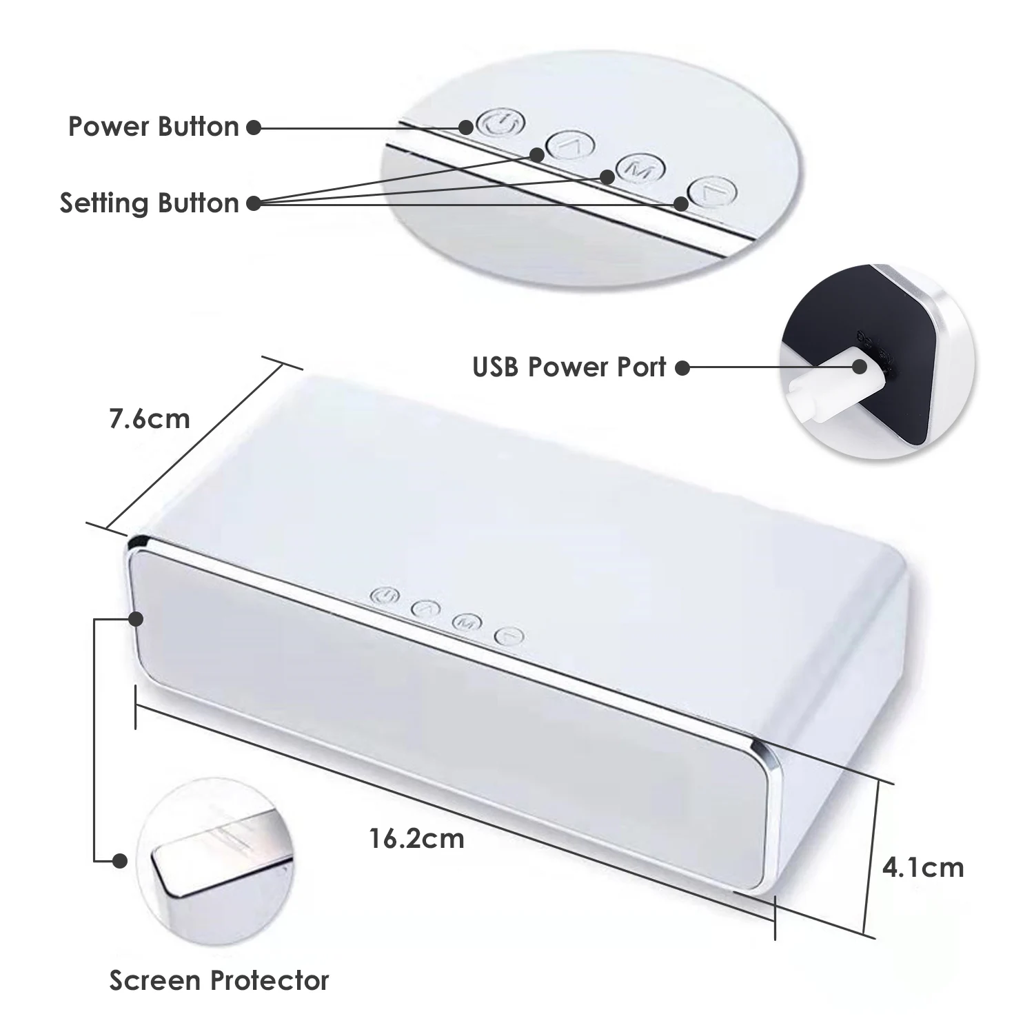 Цифровой светодиодный Будильник с беспроводным зарядным устройством Qi дисплей