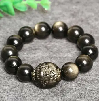 

Natural Gold Obsidian Toad Bracelet Animal Statue Lucky Dercoration Exquisite Small Gift