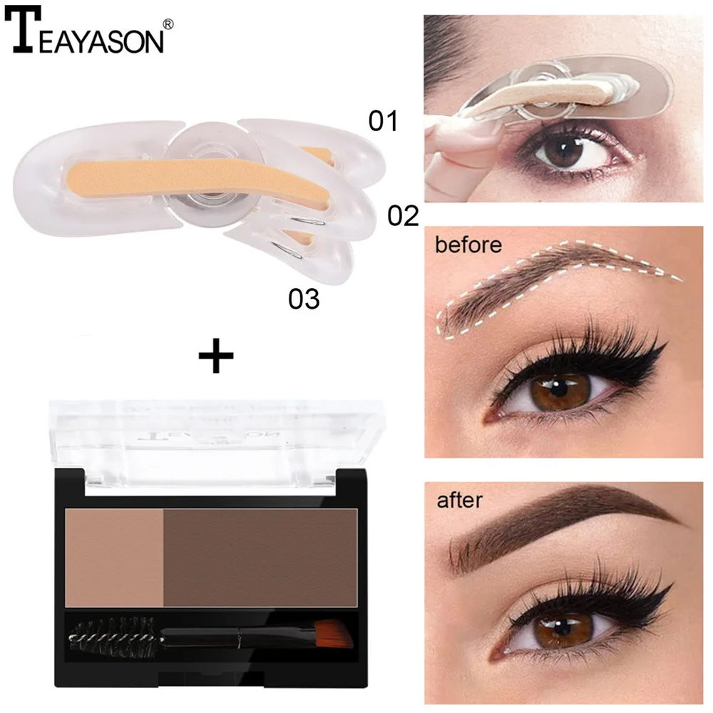 Two-color eyebrow powder with brush thrush artifact adjustable chapter one-word printing in one second | Красота и здоровье