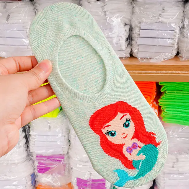 女の子用シリコンソックス1足 ディズニープリンセスソックス 滑り止め 浅口 見えない 薄い綿 靴下 Aliexpress