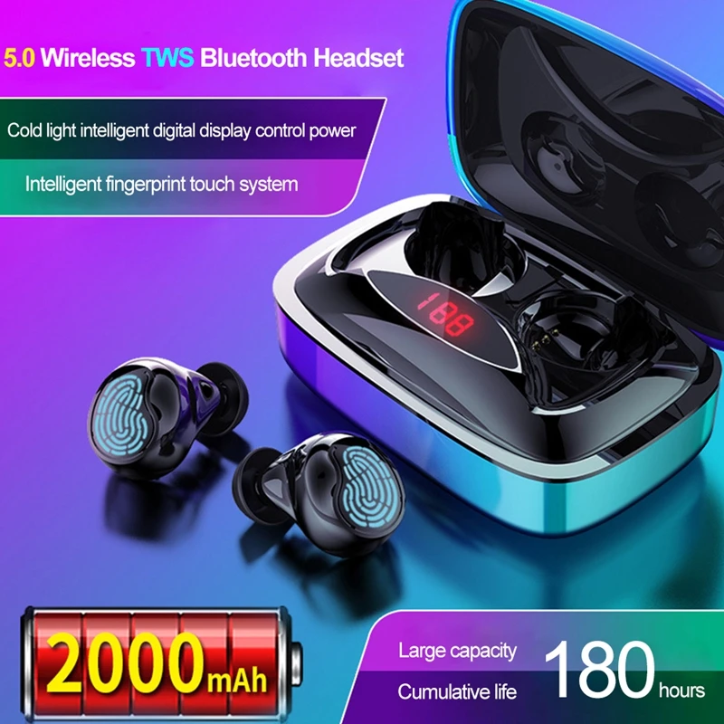 OLLIVAN TWS Bluetooth наушники 9D стерео беспроводные наушники IPX7 водонепроницаемые наушники 2000 мАч светодиодный умный внешний аккумулятор держатель для телефона