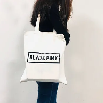 

Kpop BLACKPINK JISOO JENNIE ROSE LISA Canvas Tote Backpack Handbags Print Shopping Bags Fans Collection Gifts for Women Men