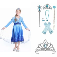Новое платье Эльзы небесно-голубого цвета, Снежная королева, принцесса Аиша, платья для рождественской вечеринки, маскарадный костюм, одежда для выступлений для детей, девочек