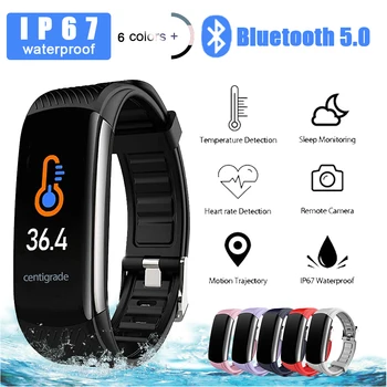

Smart Watch Bluetooth 5.0 Thermometer Health Tracke Multifunction Sports Watch Message Reminder Life Waterproof For Android IOS