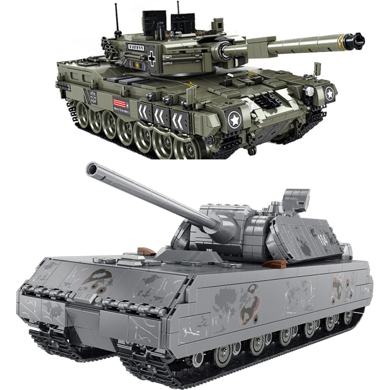 Военная серия немецкий танк Panzer VIII Maus тяжелый строительные блоки армия солдат