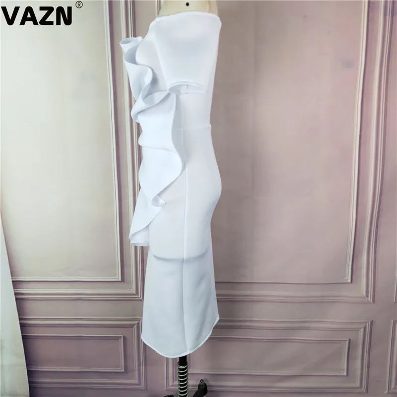 VAZN KEN89328 Лидер продаж г. Белое разноцветное платье средней длины Повседневное платье с короткими рукавами и открытыми плечами сексуальное уличное платье для девочек