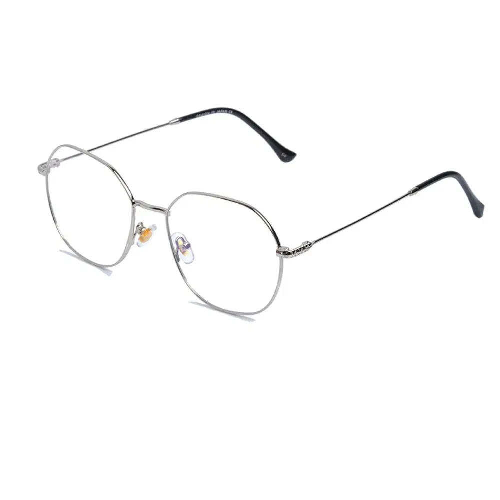 Silver Без рецепта геометрические оправа с прозрачными линзами очки женские модные оправы для очков 54 мм золото нестандартная оправа w/case дамские металлические оправа с прозрачными линзами очки для глаз - Цвет оправы: Silver