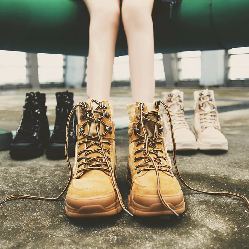 

New women's fashion running shoes increase sneakers breathable Martin boots walking shoes women's vulcanized shoes platform